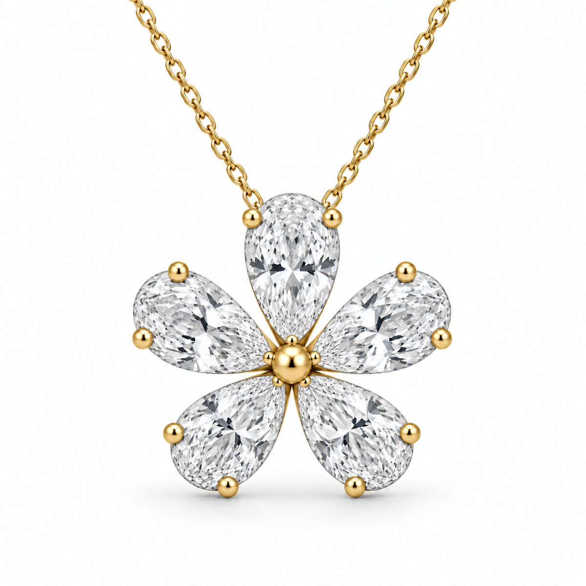 [metal:yellow-gold] Amaryllis Floral Pendant — front — Yellow gold colour preview [catalog-v4]