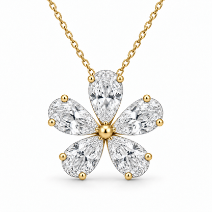[metal:yellow-gold] Amaryllis Floral Pendant — front — Yellow gold colour preview [catalog-v4]