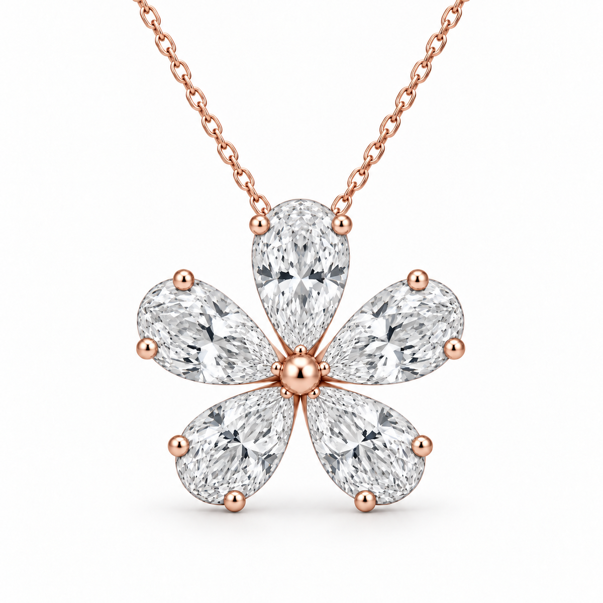 [metal:rose-gold] Amaryllis Floral Pendant — front — Rose gold colour preview [catalog-v4]