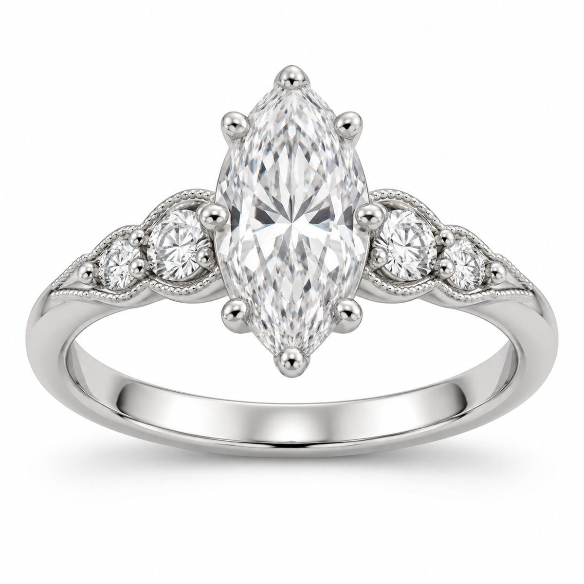 [metal:white-gold] Anaelle Graduated Pavé Setting — front — Original setting design illustration [catalog-v4]