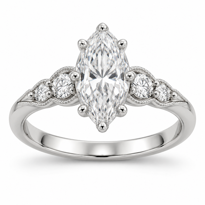 [metal:white-gold] Anaelle Graduated Pavé Setting — front — Original setting design illustration [catalog-v4]