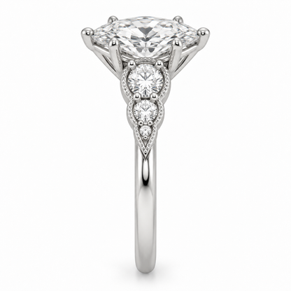 [metal:white-gold] Anaelle Graduated Pavé Setting — side-profile — Original setting design illustration [catalog-v4]