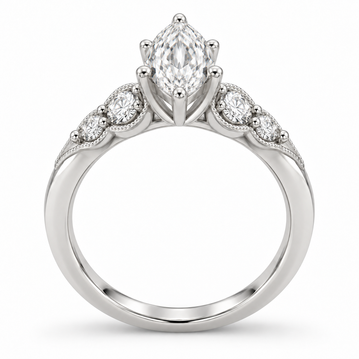 [metal:white-gold] Anaelle Graduated Pavé Setting — top — Original setting design illustration [catalog-v4]