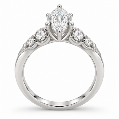 [metal:white-gold] Anaelle Graduated Pavé Setting — top — Original setting design illustration [catalog-v4]