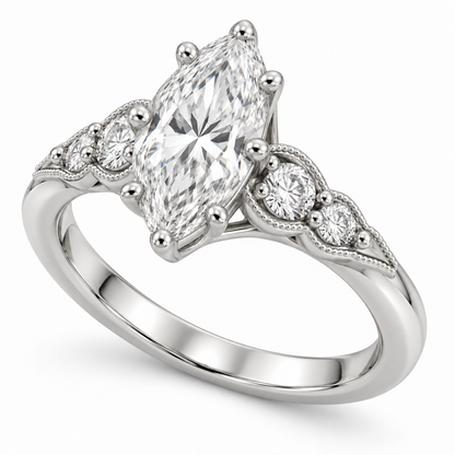 [metal:white-gold] Anaelle Graduated Pavé Setting — three-quarter — Original setting design illustration [catalog-v4]