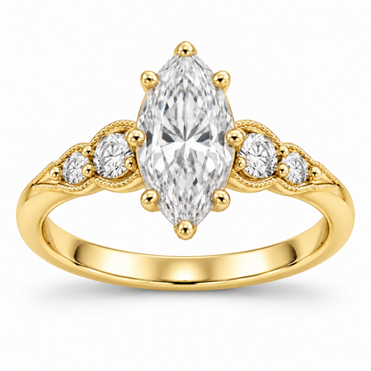 [metal:yellow-gold] Anaelle Graduated Pavé Setting — front — Original setting design illustration [catalog-v4]