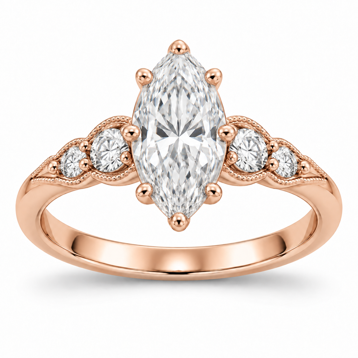 [metal:rose-gold] Anaelle Graduated Pavé Setting — front — Original setting design illustration [catalog-v4]
