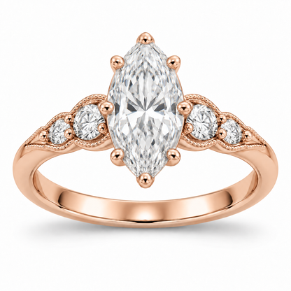 [metal:rose-gold] Anaelle Graduated Pavé Setting — front — Original setting design illustration [catalog-v4]