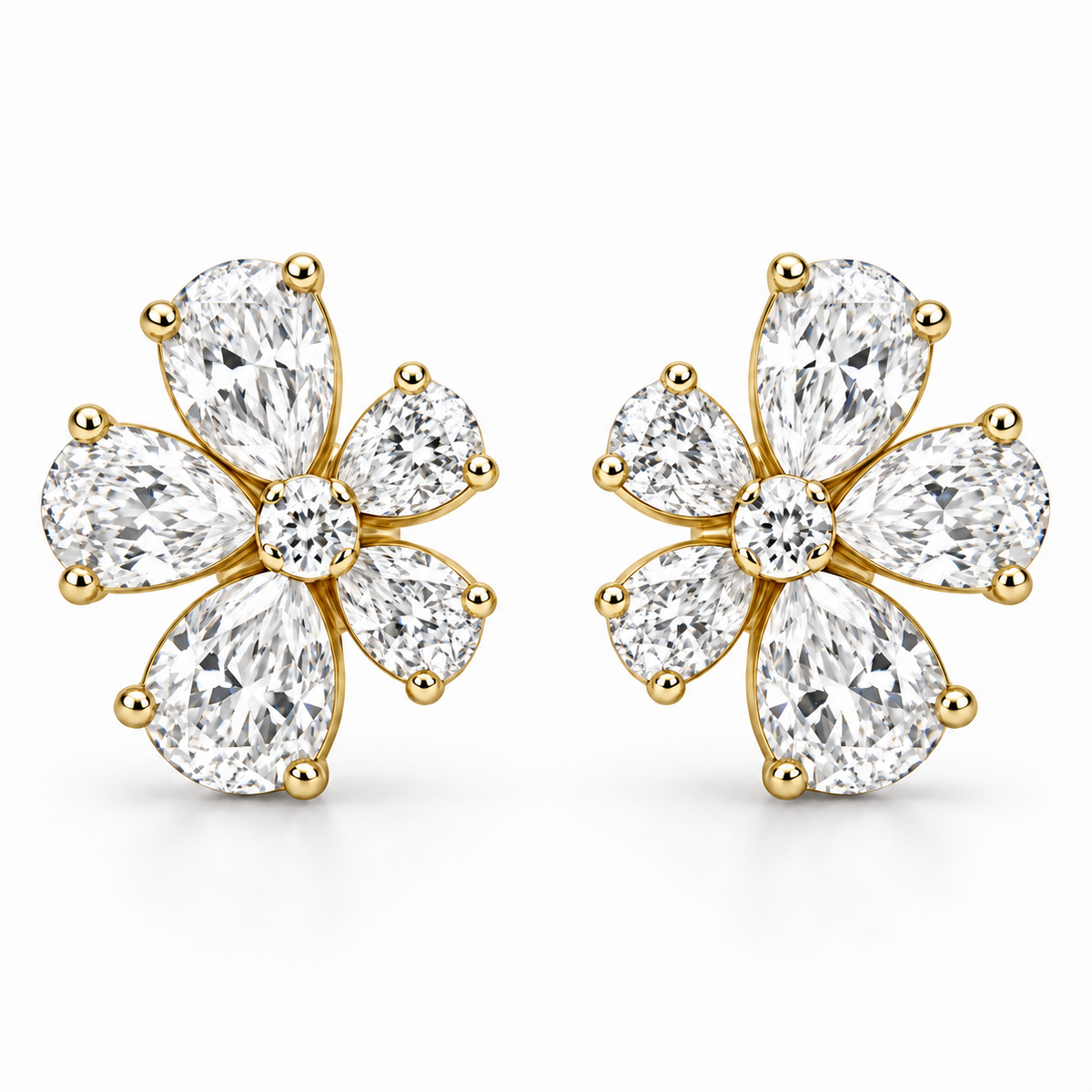 [metal:yellow-gold] Arabella Floral Earrings — front — Yellow gold colour preview [catalog-v4]