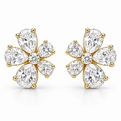 [metal:yellow-gold] Arabella Floral Earrings — front — Yellow gold colour preview [catalog-v4]