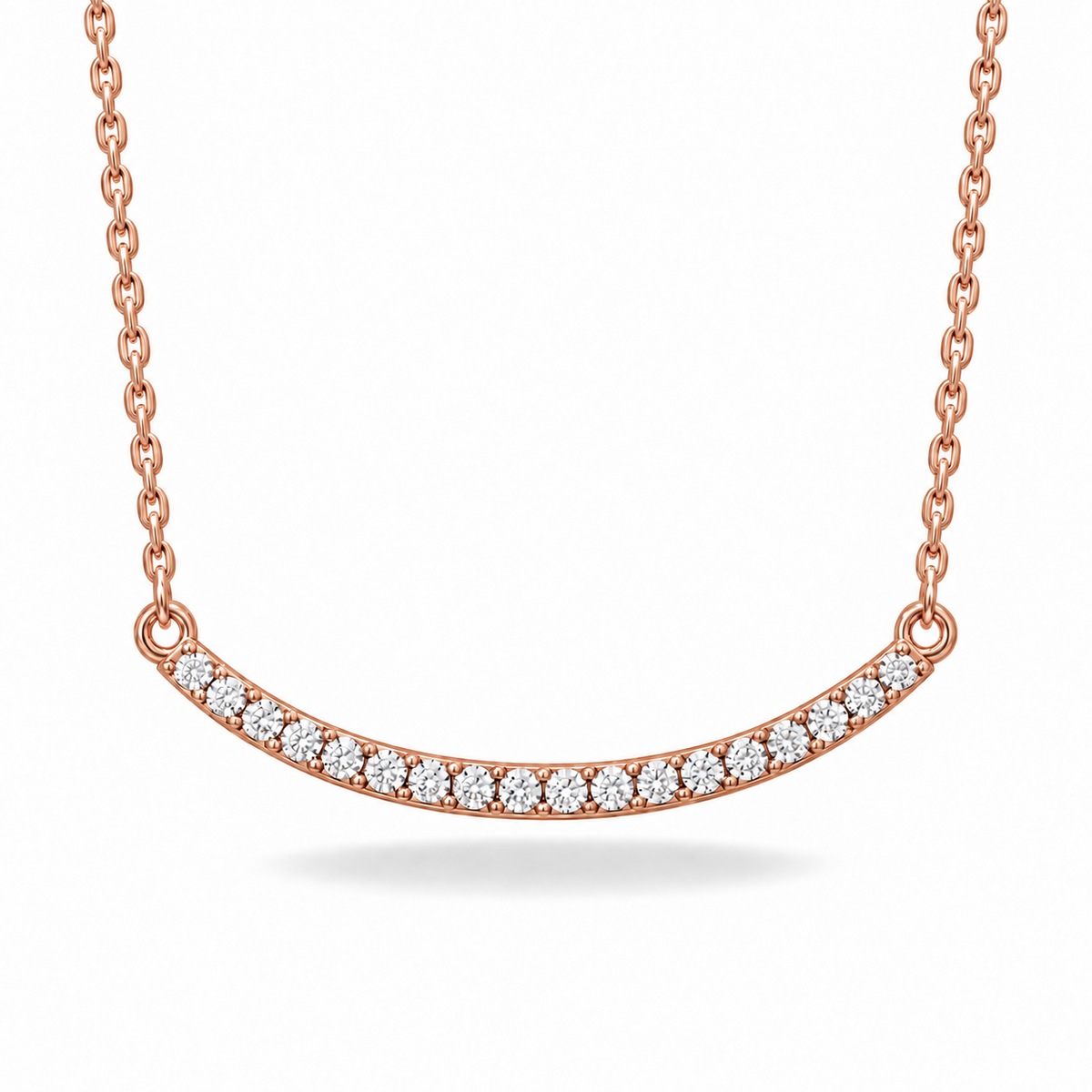 [metal:rose-gold] Arabesque Diamond Bar Necklace — front — Rose gold colour preview [catalog-v4]