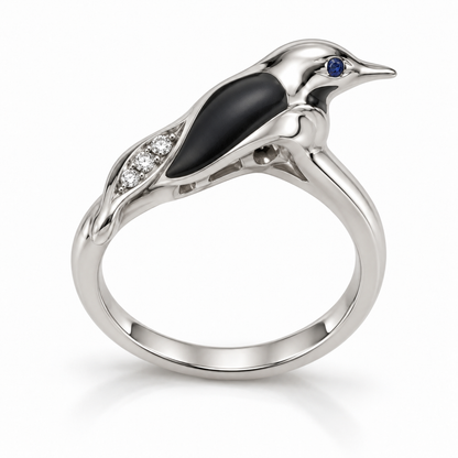 Arctis Penguin Ring — alternate view with construction — [metal:all]