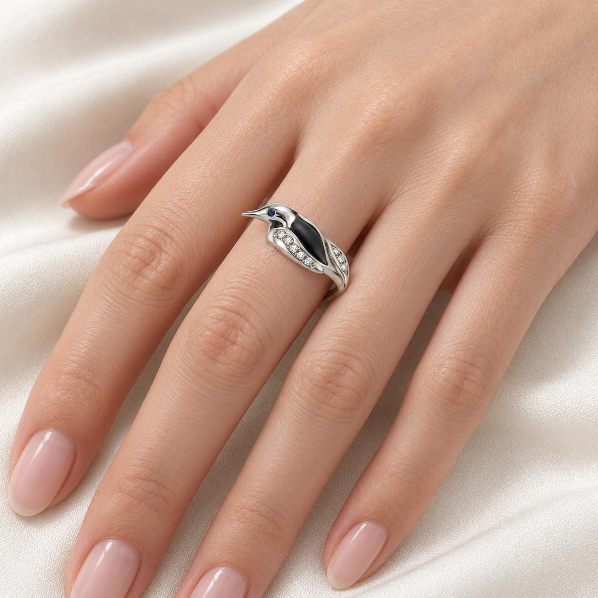 Arctis Penguin Ring — worn view — [metal:all]