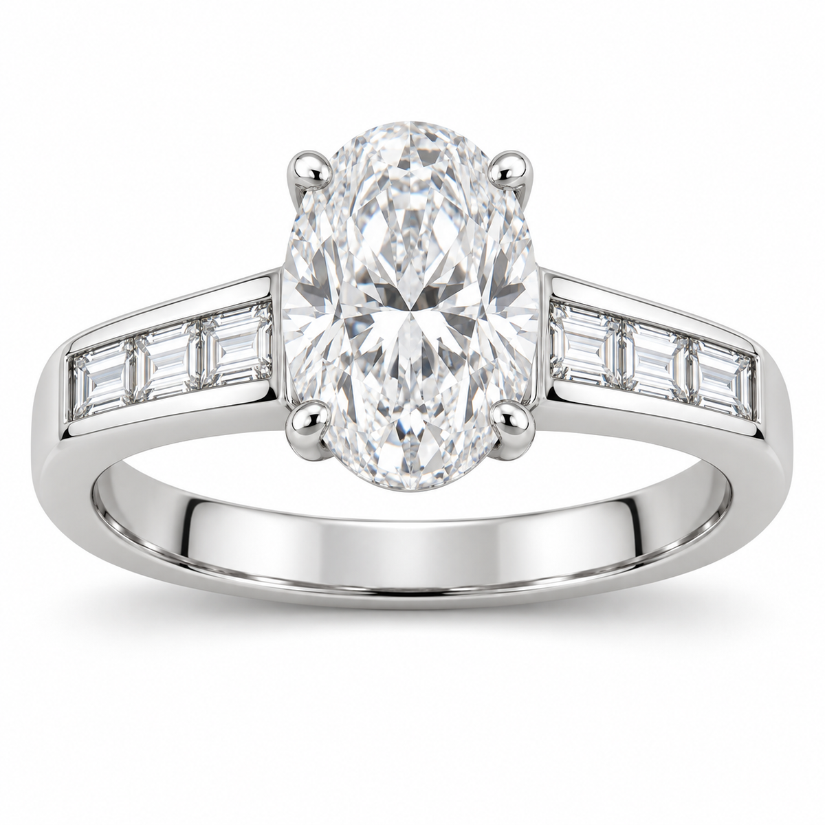 [metal:white-gold] Arielle Baguette-Channel Setting — front — Original setting design illustration [catalog-v4]