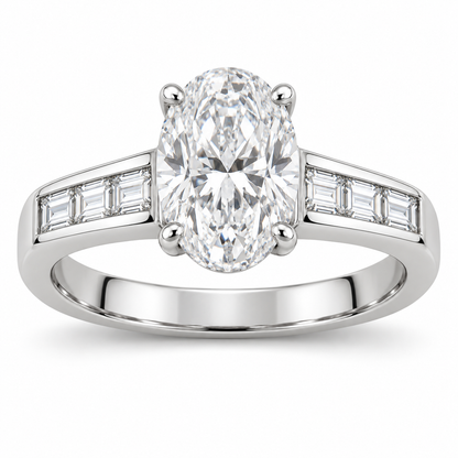 [metal:white-gold] Arielle Baguette-Channel Setting — front — Original setting design illustration [catalog-v4]