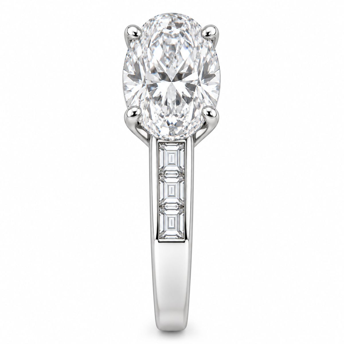 [metal:white-gold] Arielle Baguette-Channel Setting — side-profile — Original setting design illustration [catalog-v4]