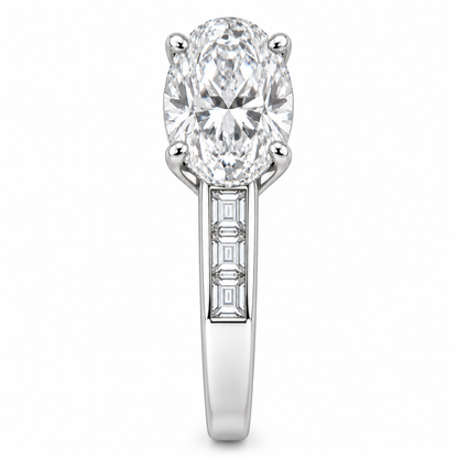 [metal:white-gold] Arielle Baguette-Channel Setting — side-profile — Original setting design illustration [catalog-v4]