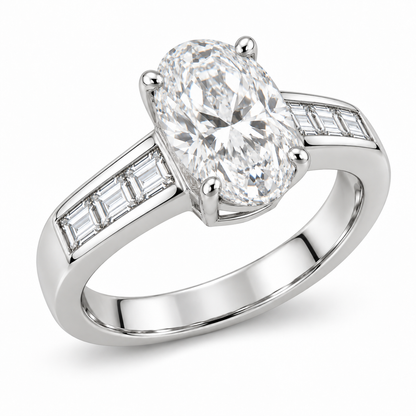 [metal:white-gold] Arielle Baguette-Channel Setting — three-quarter — Original setting design illustration [catalog-v4]