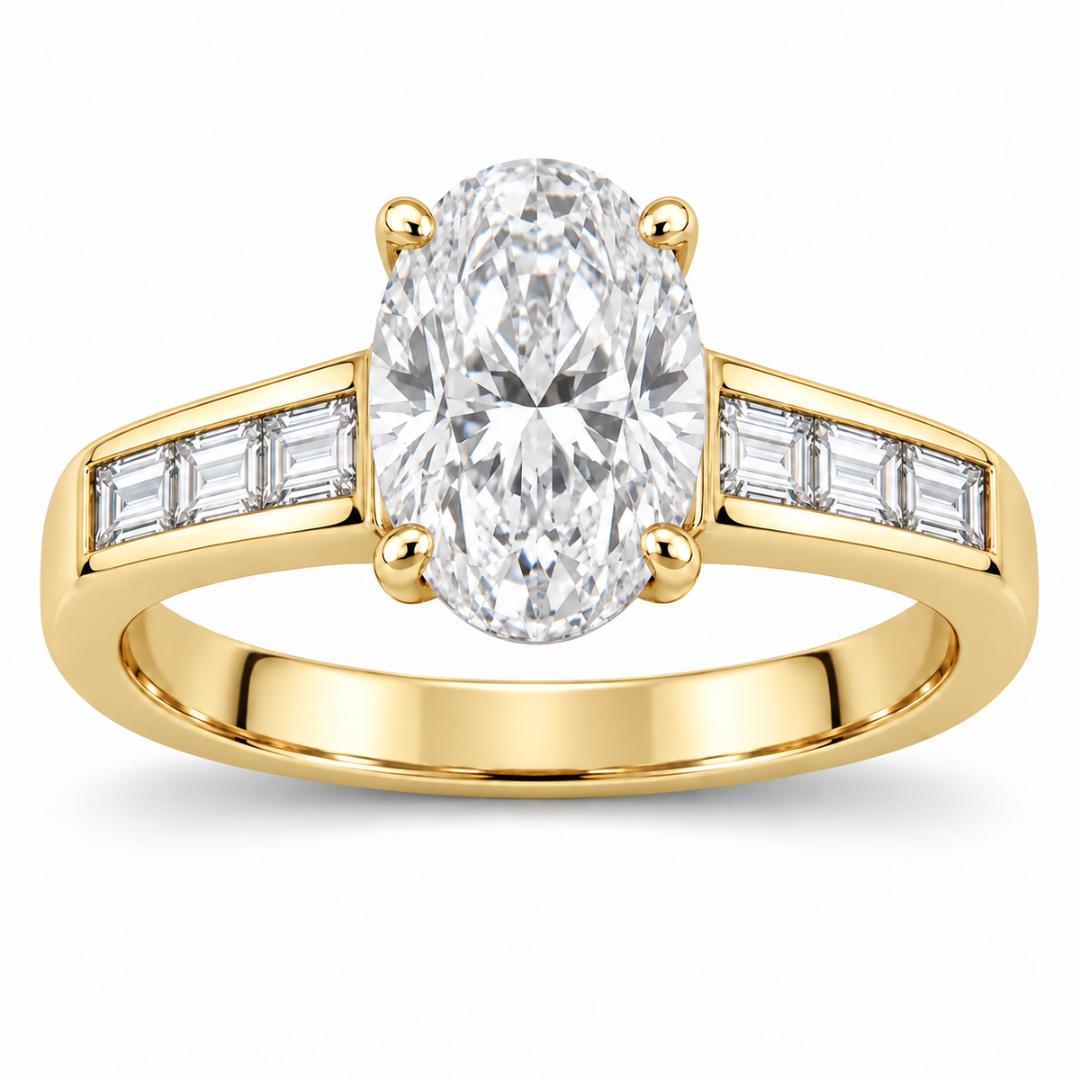 [metal:yellow-gold] Arielle Baguette-Channel Setting — front — Original setting design illustration [catalog-v4]