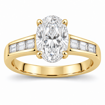 [metal:yellow-gold] Arielle Baguette-Channel Setting — front — Original setting design illustration [catalog-v4]