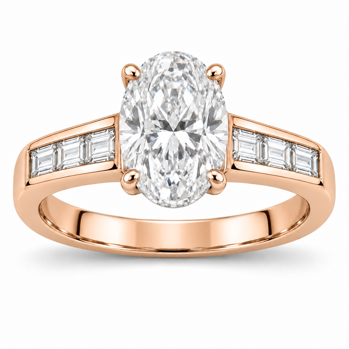 [metal:rose-gold] Arielle Baguette-Channel Setting — front — Original setting design illustration [catalog-v4]