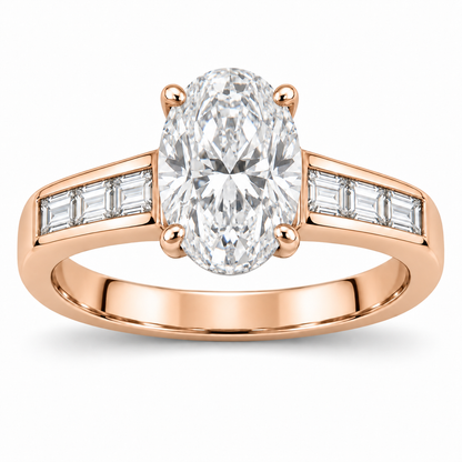 [metal:rose-gold] Arielle Baguette-Channel Setting — front — Original setting design illustration [catalog-v4]