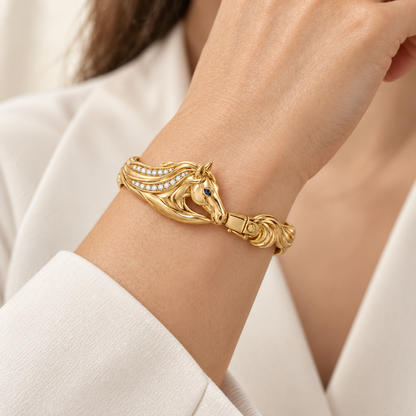Ariette Horse Bracelet — worn view — [metal:all]
