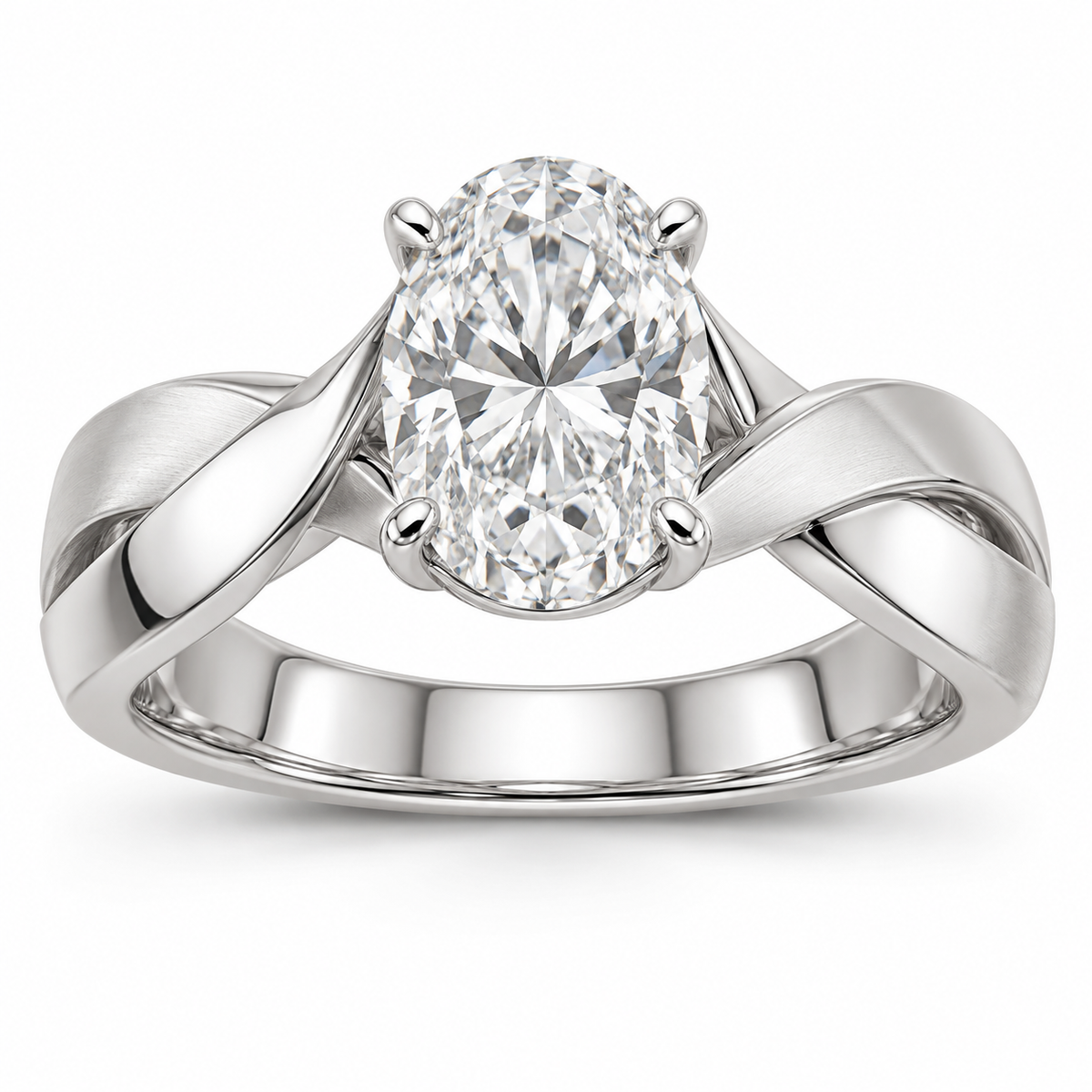 [metal:white-gold] Ariosa Flat-Ribbon Twist Setting — front — Original setting design illustration [catalog-v4]