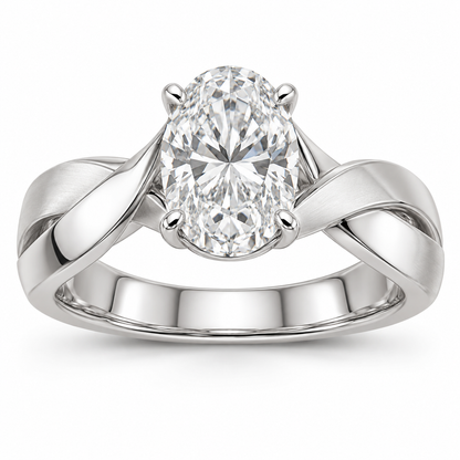 [metal:white-gold] Ariosa Flat-Ribbon Twist Setting — front — Original setting design illustration [catalog-v4]