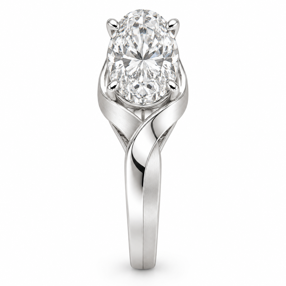 [metal:white-gold] Ariosa Flat-Ribbon Twist Setting — side-profile — Original setting design illustration [catalog-v4]