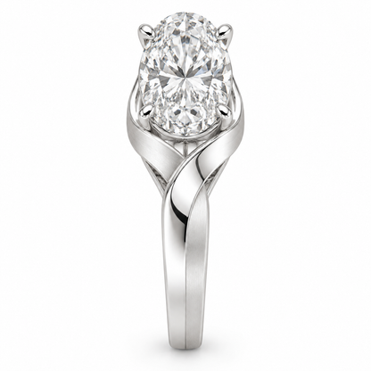 [metal:white-gold] Ariosa Flat-Ribbon Twist Setting — side-profile — Original setting design illustration [catalog-v4]