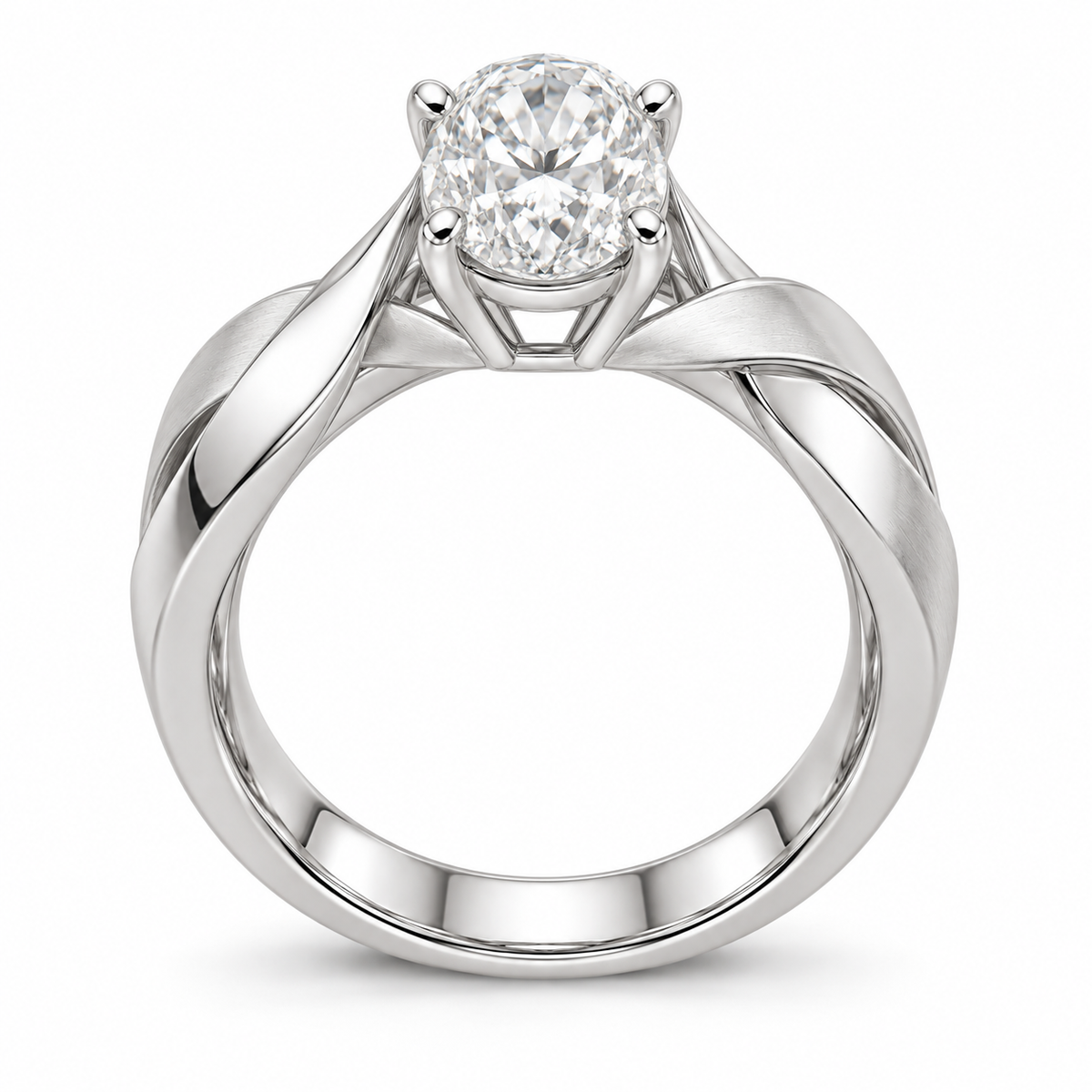 [metal:white-gold] Ariosa Flat-Ribbon Twist Setting — top — Original setting design illustration [catalog-v4]