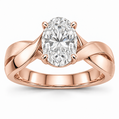[metal:rose-gold] Ariosa Flat-Ribbon Twist Setting — front — Original setting design illustration [catalog-v4]