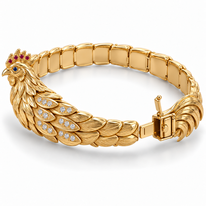 Aube Rooster Bracelet — alternate view with construction — [metal:all] — clasp opened