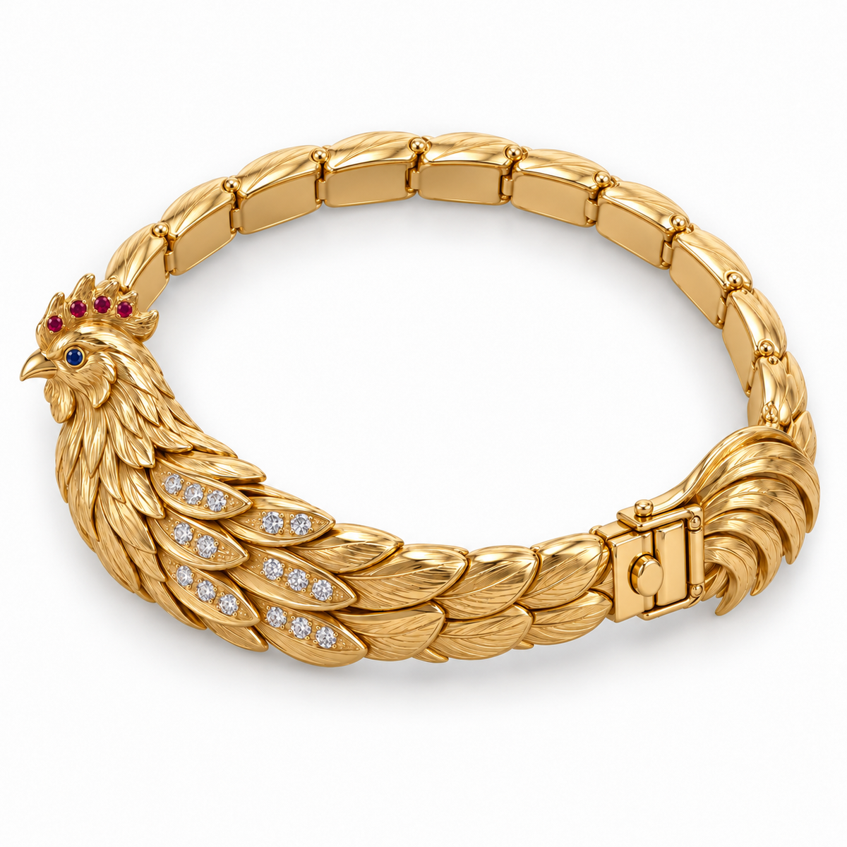 Aube Rooster Bracelet — top view — [metal:all]