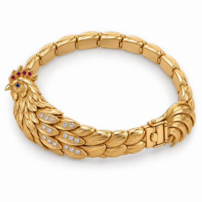 Aube Rooster Bracelet — top view — [metal:all]