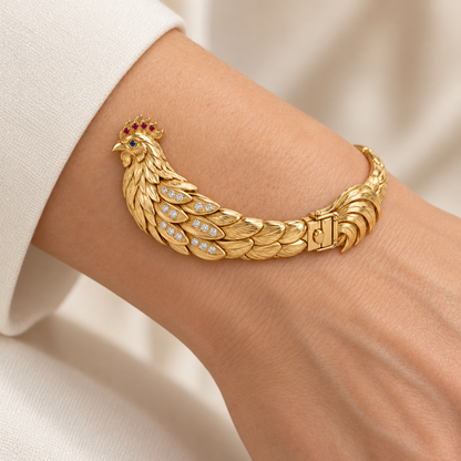 Aube Rooster Bracelet — worn view — [metal:all]