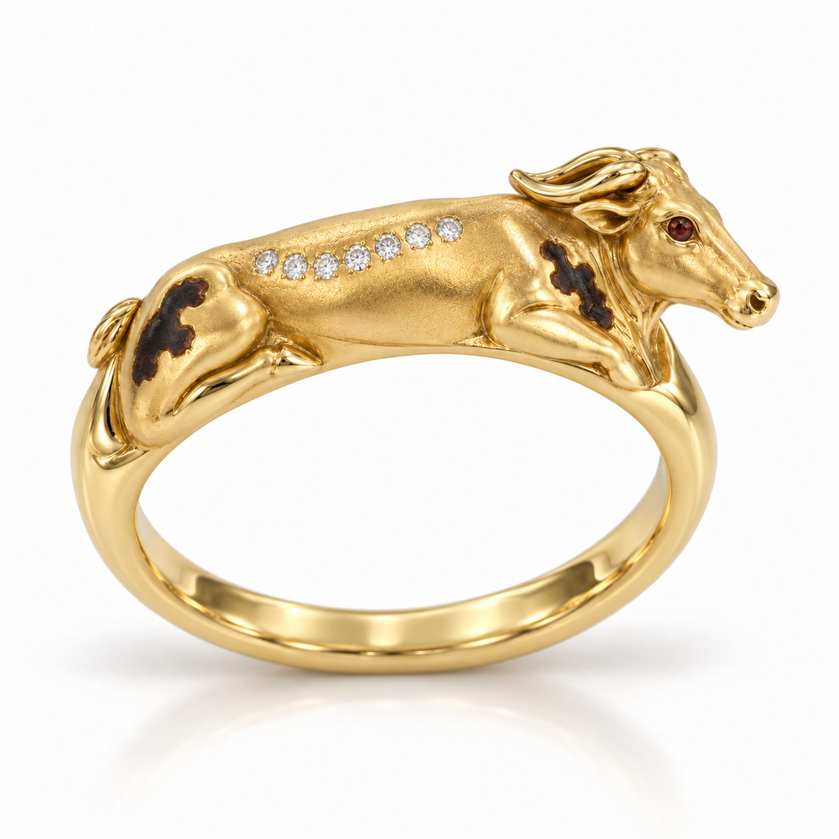 Aubrac Cow Ring — alternate view with construction — [metal:all]