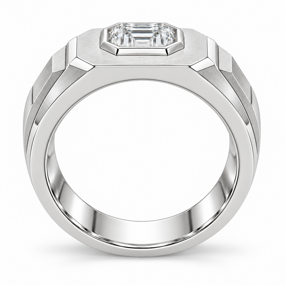 [metal:white-gold] Aurel Octagonal Signet Setting — top — Original setting design illustration [catalog-v4]