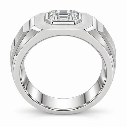 [metal:white-gold] Aurel Octagonal Signet Setting — top — Original setting design illustration [catalog-v4]