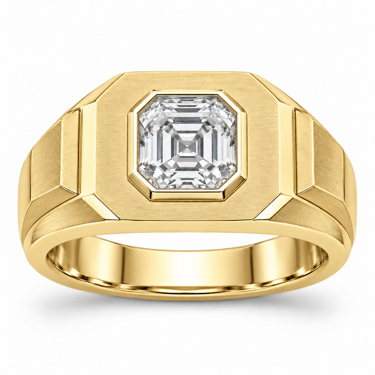 [metal:yellow-gold] Aurel Octagonal Signet Setting — front — Original setting design illustration [catalog-v4]