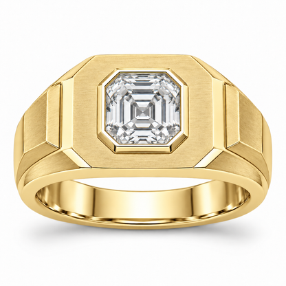 [metal:yellow-gold] Aurel Octagonal Signet Setting — front — Original setting design illustration [catalog-v4]