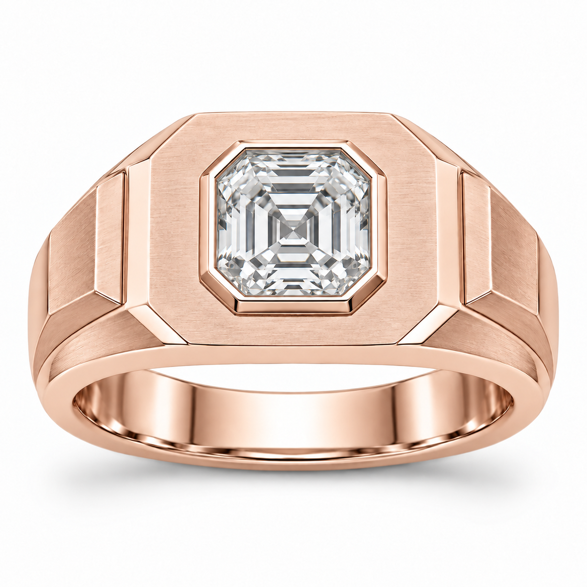 [metal:rose-gold] Aurel Octagonal Signet Setting — front — Original setting design illustration [catalog-v4]
