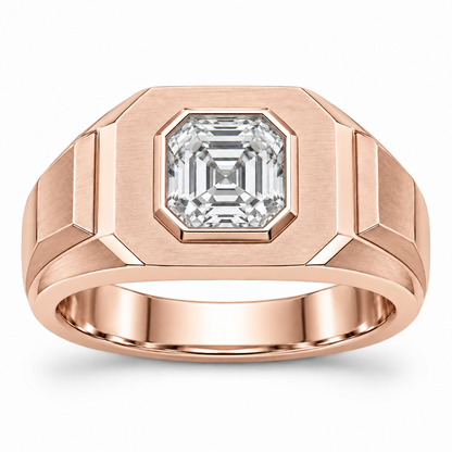 [metal:rose-gold] Aurel Octagonal Signet Setting — front — Original setting design illustration [catalog-v4]