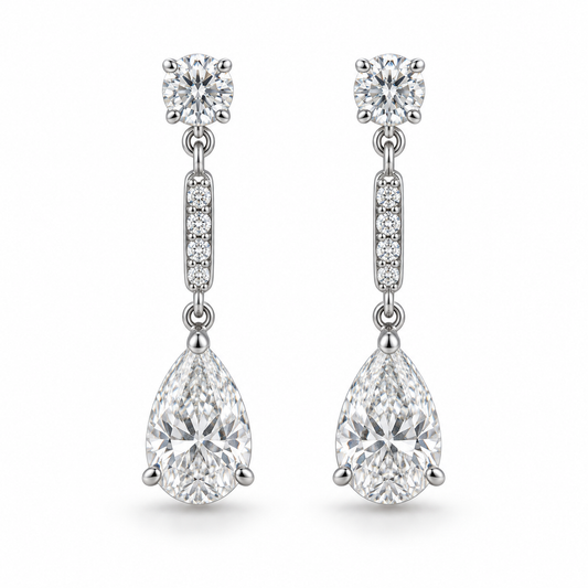[metal:white-gold] Aurelia Drop Earrings — front — illustrative design render [catalog-v2]