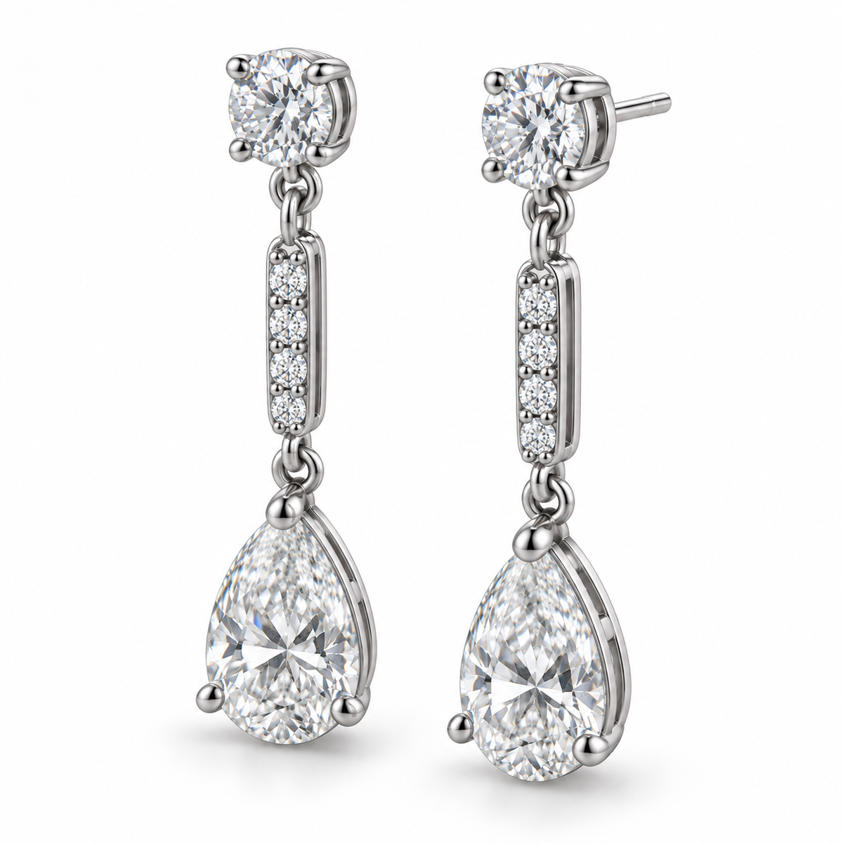 [metal:white-gold] Aurelia Drop Earrings — three-quarter — illustrative design render [catalog-v2]