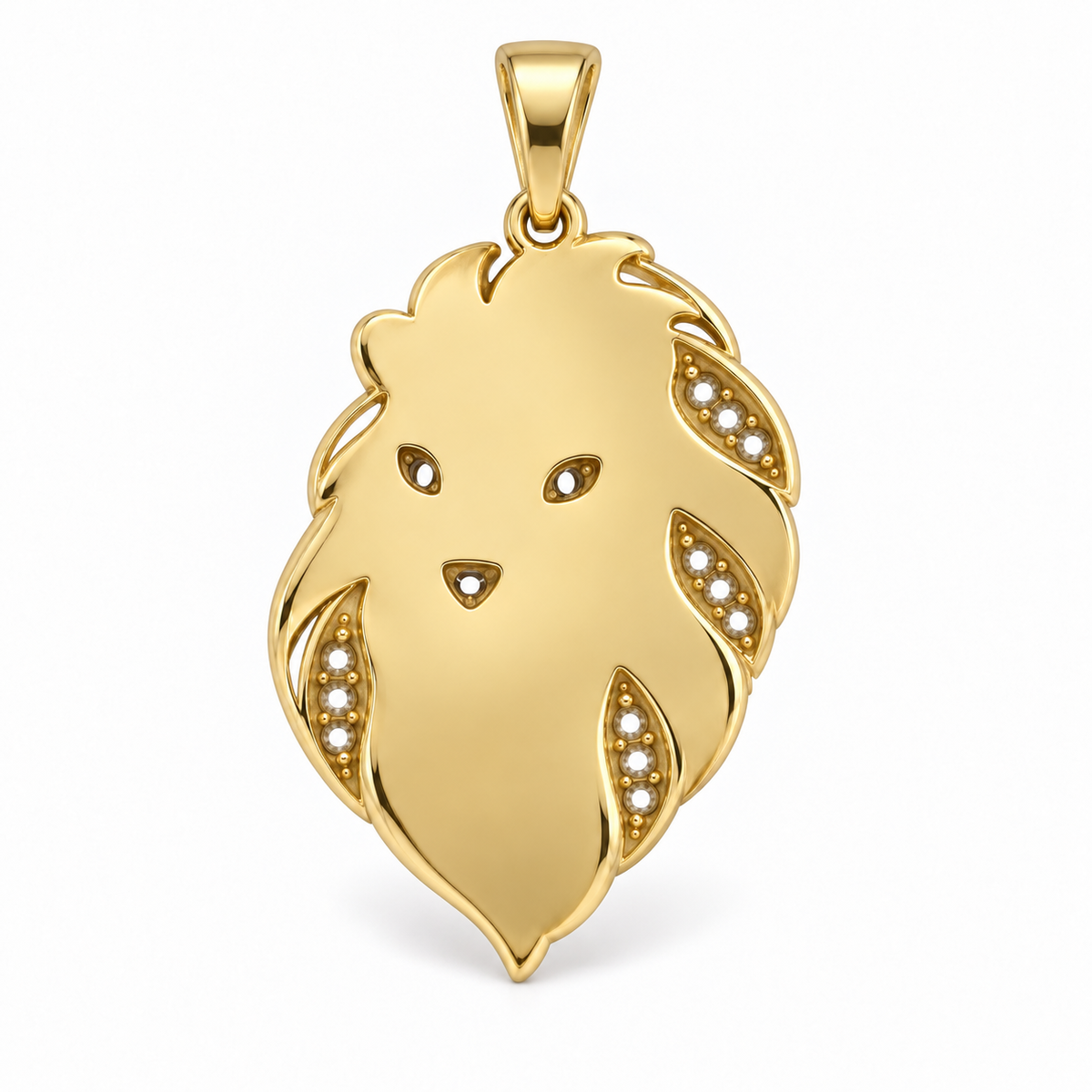 Aureon Lion Pendant — plain reverse — [metal:all] — Model styling:19-inch (48.3 cm) chain; pendant sold separately