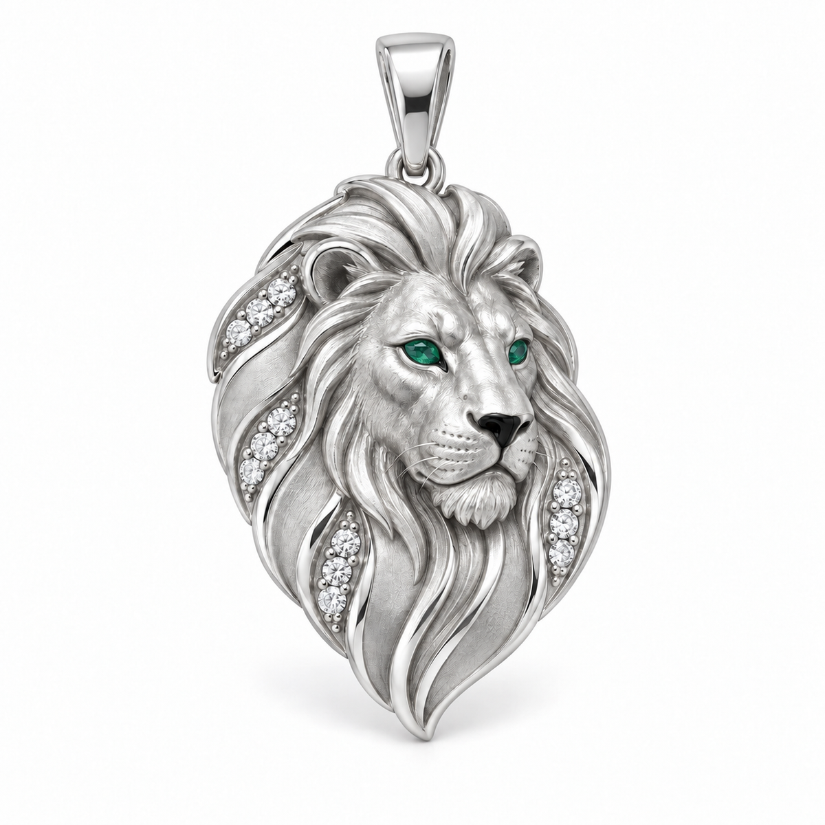 Aureon Lion Pendant - hero - [metal:platinum] - Model styling: 19-inch (48.3 cm) chain; pendant sold separately