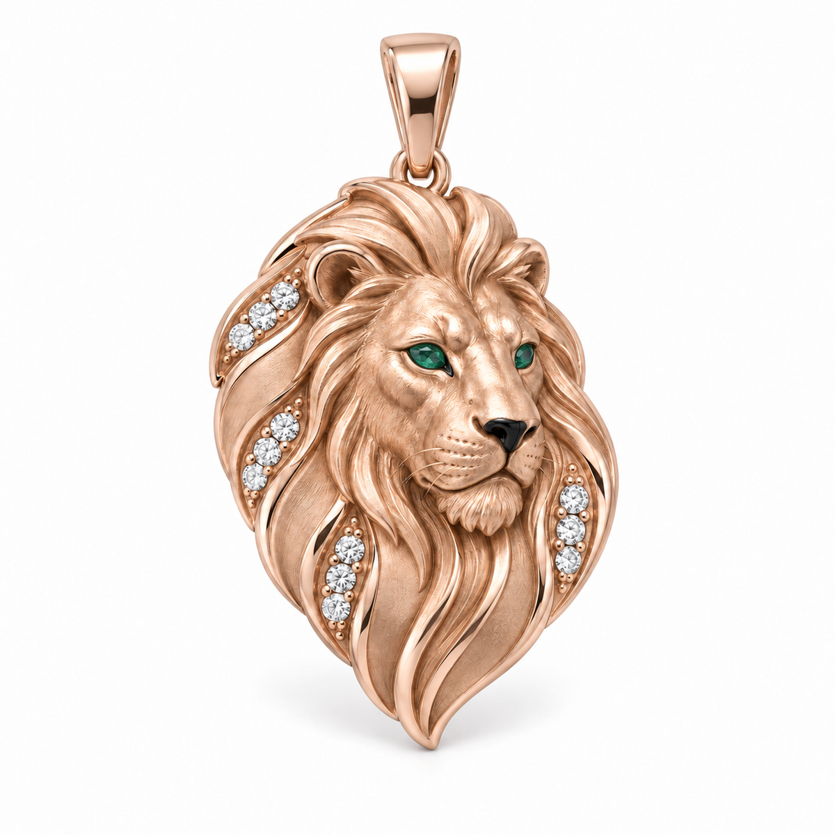 Aureon Lion Pendant — hero — [metal:rose-gold] — Model styling:19-inch (48.3 cm) chain; pendant sold separately