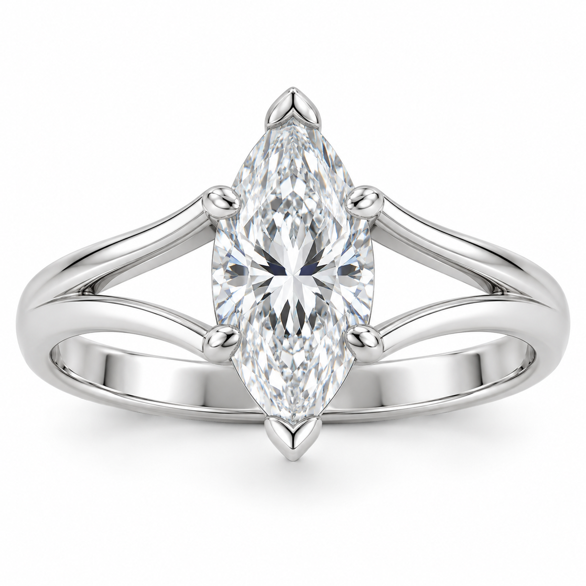 [metal:white-gold] Aureon Split-Shank Marquise Setting — front — Aureon Split-Shank Marquise Setting front design illustration [catalog-v4]